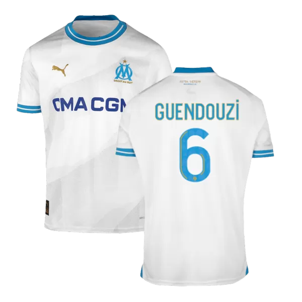 Men's Marseille GUENDOUZI #6 Home Soccer Jersey 2023/24 - Fans Version - thejerseys