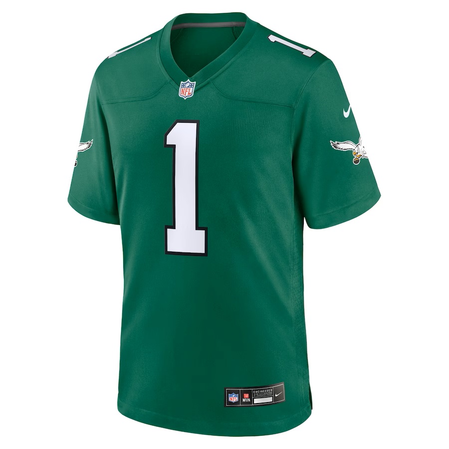 Nike Men's Philadelphia Eagles Jalen Hurts #1 Alternate Kelly Game Jersey - Green - XXXL Each