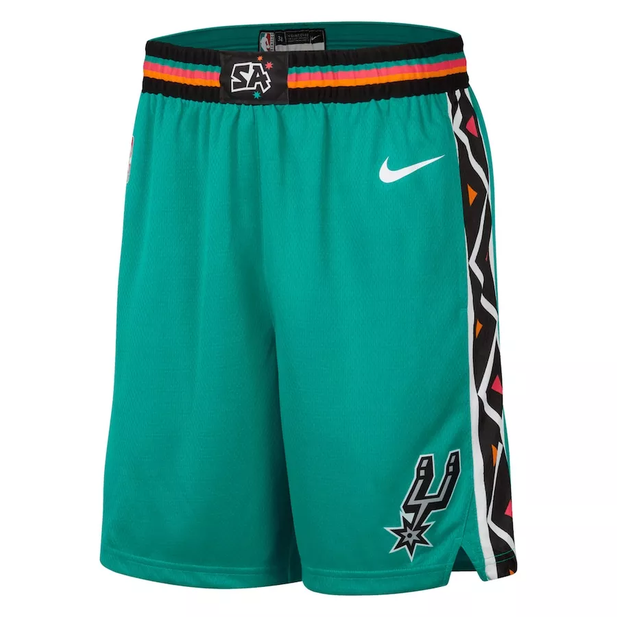 Men's San Antonio Spurs Turquoise Swingman Basketball Shorts - City Edition - thejerseys