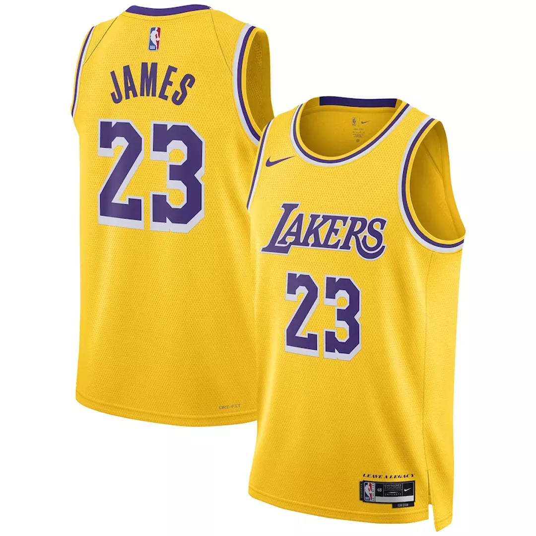 Men's Los Angeles Lakers LeBron James #23 Yellow Swingman Jersey 2022/23 - Association Edition