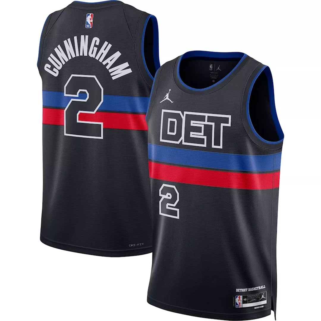Men's Detroit Pistons Cade Gunningham #2 Black Swingman Jersey 2022/23 - Statement Edition
