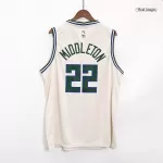 Men's Milwaukee Bucks Khris Middleton #22 Cream Swingman Jersey - City Edition - thejerseys