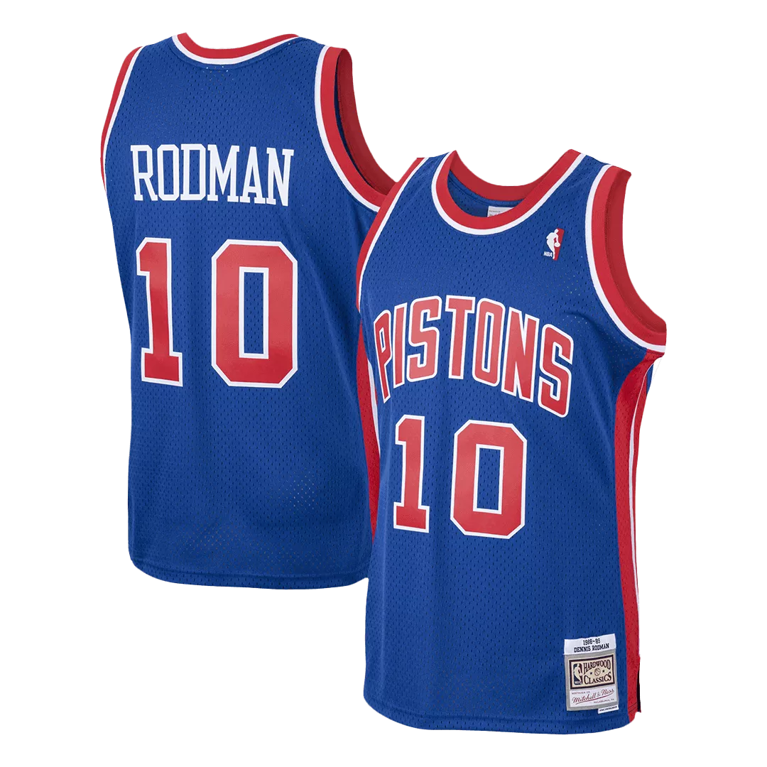 Men's Detroit Pistons Dennis Rodman #10 Blue Hardwood Classics Jersey 1988/89