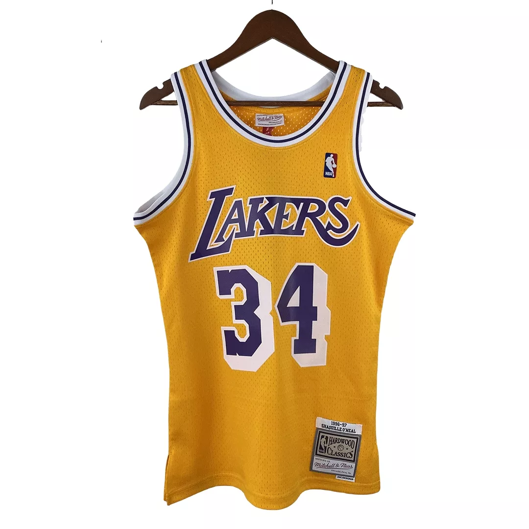 Men's Los Angeles Lakers O'NEAL #34 Yellow Hardwood Classics Jersey 1996/97 - thejerseys