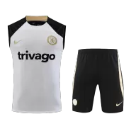 Chelsea White Sleeveless Training Kit 2023/24 For Adults - thejerseys