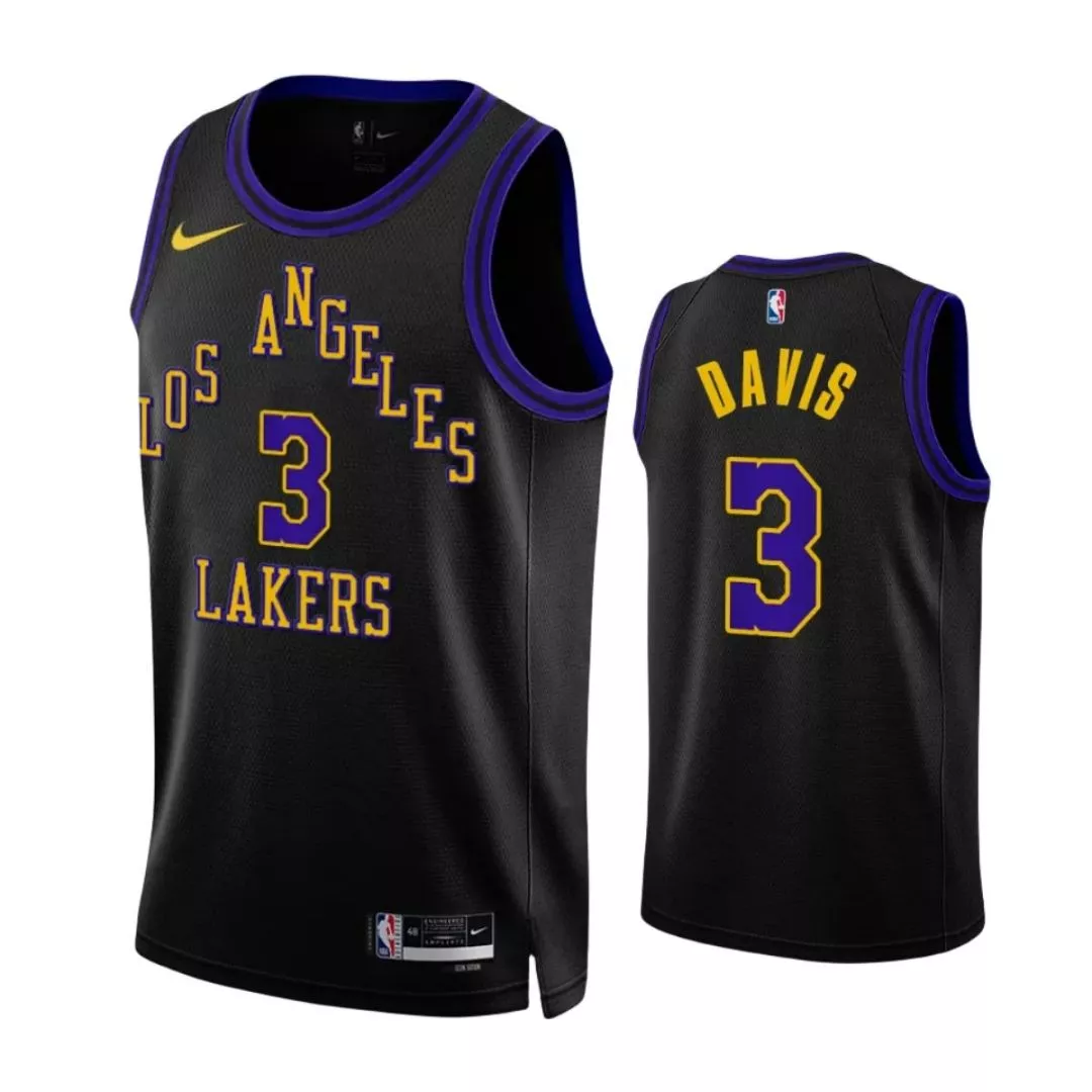 Men's Los Angeles Lakers Anthony Davis #3 Black Swingman Jersey 2023/24 - City Edition
