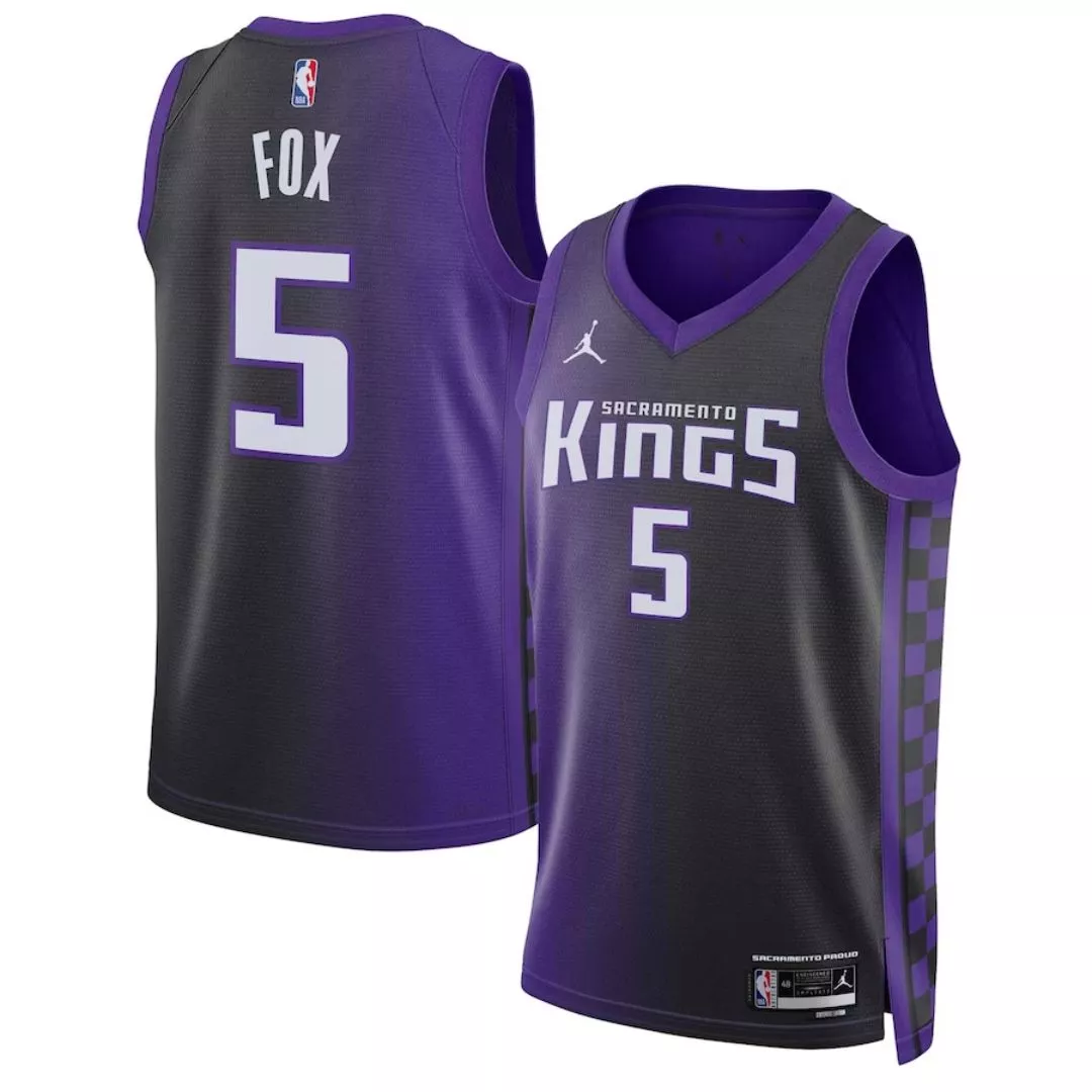 Men's Sacramento Kings De'Aaron Fox #5 Purple Swingman Jersey 2023/24 - Statement Edition