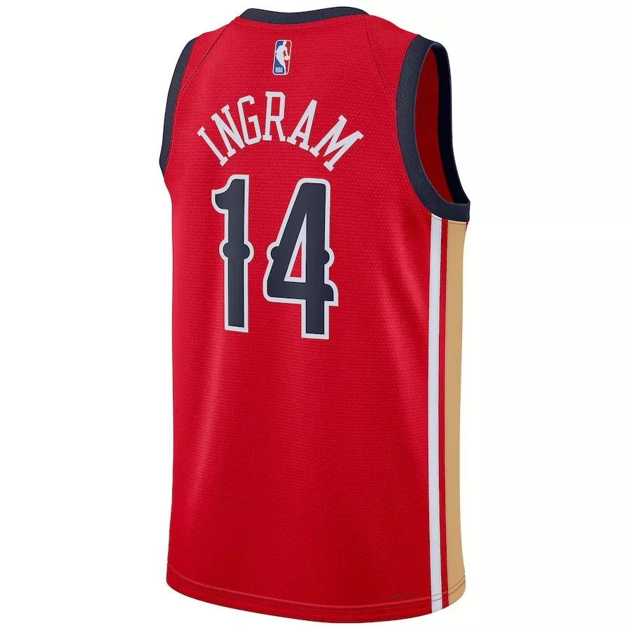 Men's New Orleans Pelicans Brandon Ingram #14 Red Swingman Jersey 2023/24 - Statement Edition - thejerseys