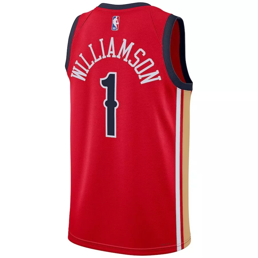 Men's New Orleans Pelicans Zion Williamson #1 Red Swingman Jersey 2023/24 - Statement Edition - thejerseys