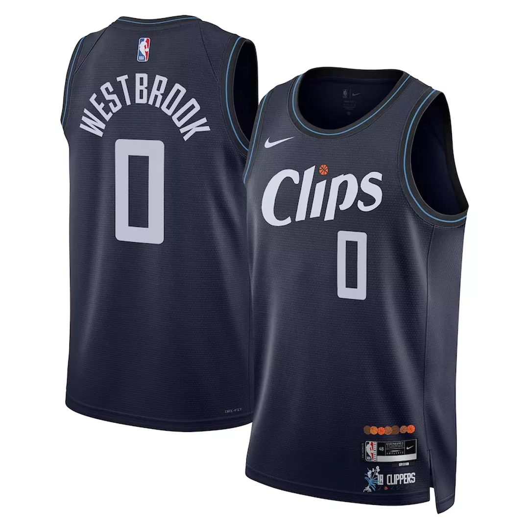 Men's Los Angeles Clippers Russell Westbrook #0 Navy Swingman Jersey 2023/24 - City Edition