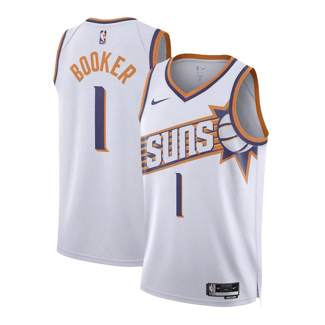Men's Phoenix Suns Devin Booker #1 White Swingman Jersey 2023/24 - Association Edition