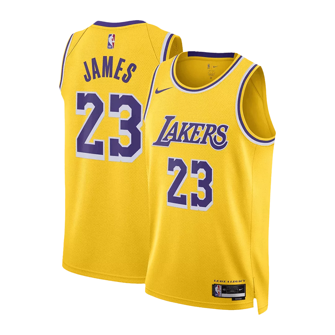 Men's Los Angeles Lakers LeBron James #23 Gold Swingman Jersey 2022/23 - Icon Edition
