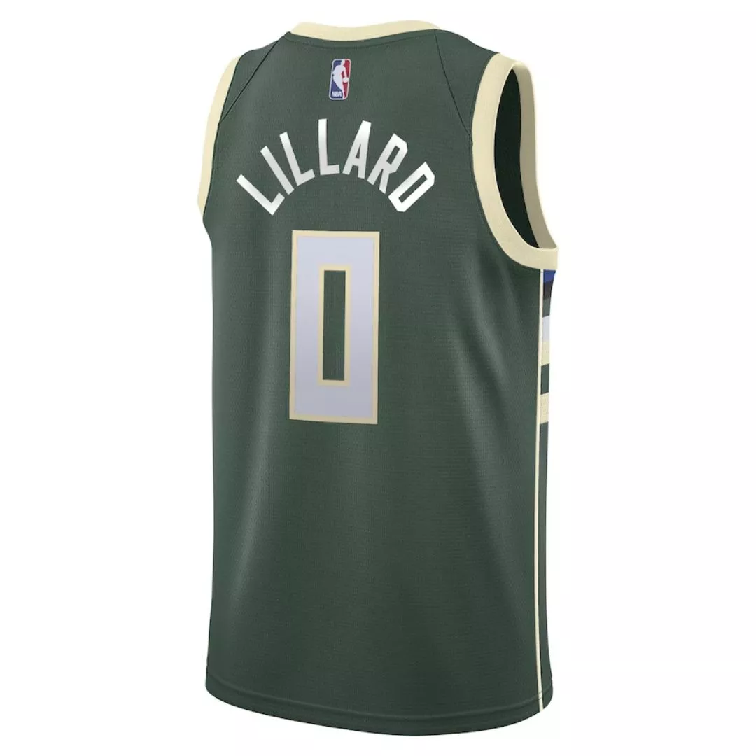 Men's Milwaukee Bucks Damian Lillard #0 Green Swingman Jersey - Icon Edition - thejerseys