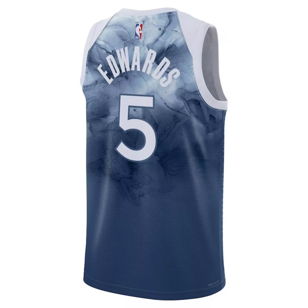 Discount Minnesota Timberwolves Anthony Edwards #5 Blue Swingman Jersey 2023/24 - City Edition - thejerseys
