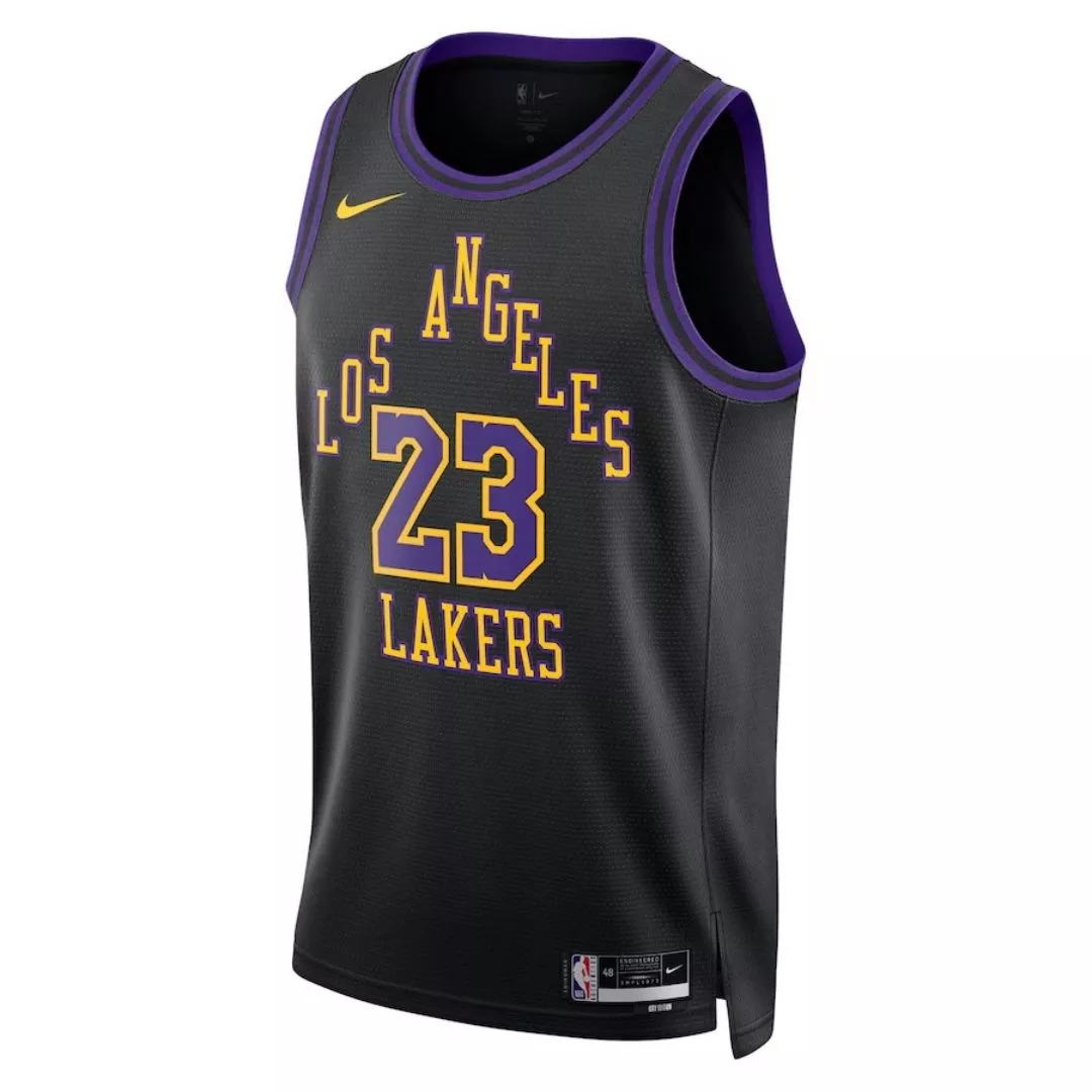 Men's Los Angeles Lakers LeBron James #23 Black Swingman Jersey 2023/24 - City Edition - thejerseys