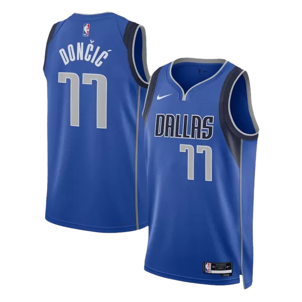 Youth Dallas Mavericks Doncic #77 Blue Swingman Jersey 2022/23 - Icon Edition - thejerseys