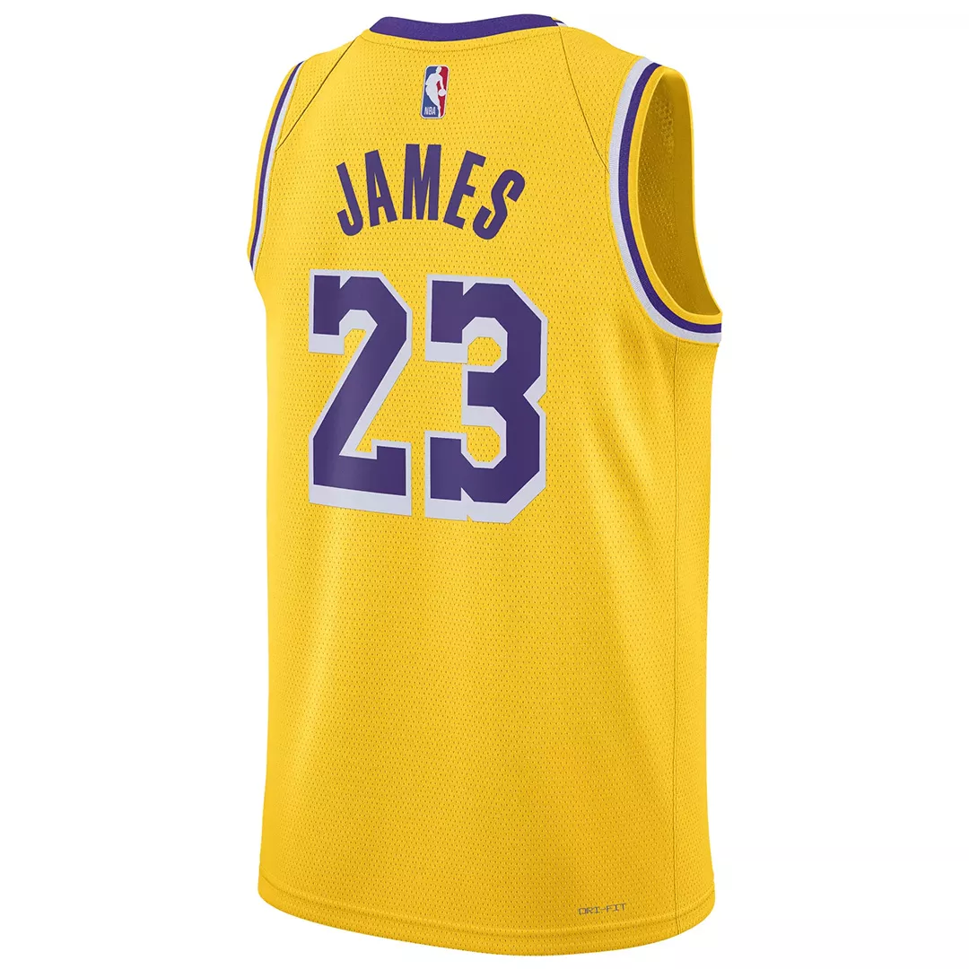 Men's Los Angeles Lakers LeBron James #23 Gold Swingman Jersey 2022/23 - Icon Edition - thejerseys
