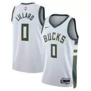 Men's Milwaukee Bucks Damian Lillard #0 White Swingman Jersey - thejerseys
