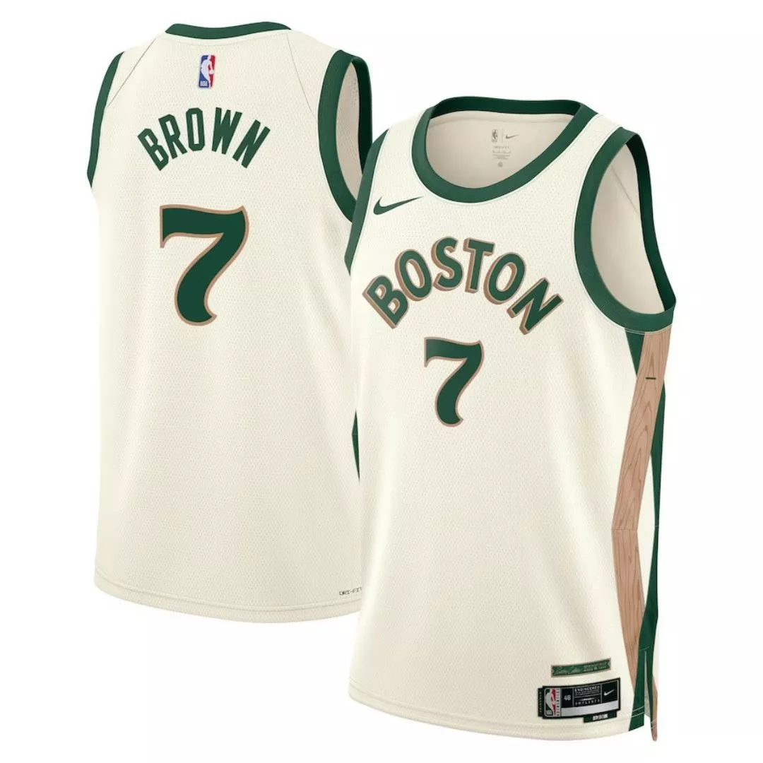 Men's Boston Celtics Jaylen Brown #7 White Swingman Jersey 2023/24 - City Edition - thejerseys