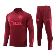 Manchester United 1/4 Zip Red Tracksuit Kit(Top+Pants) 2023/24 for Adults - thejerseys