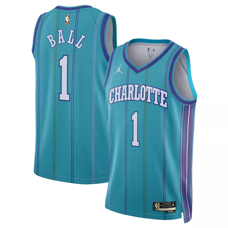 Discount Charlotte Hornets LaMelo Ball #1 Teal Swingman Jersey 2023/24 - Classic Edition - thejerseys