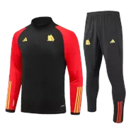 Roma 1/4 Zip Black Tracksuit Kit(Top+Pants) 2023/24 for Adults - thejerseys
