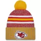 Men NFL Kansas City Chiefs Red&Gold Cuffed Pom Knit Hat 2023 - thejerseys