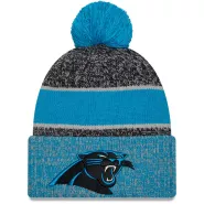 Men NFL Carolina Panthers Black&Blue Cuffed Pom Knit Hat 2023 - thejerseys