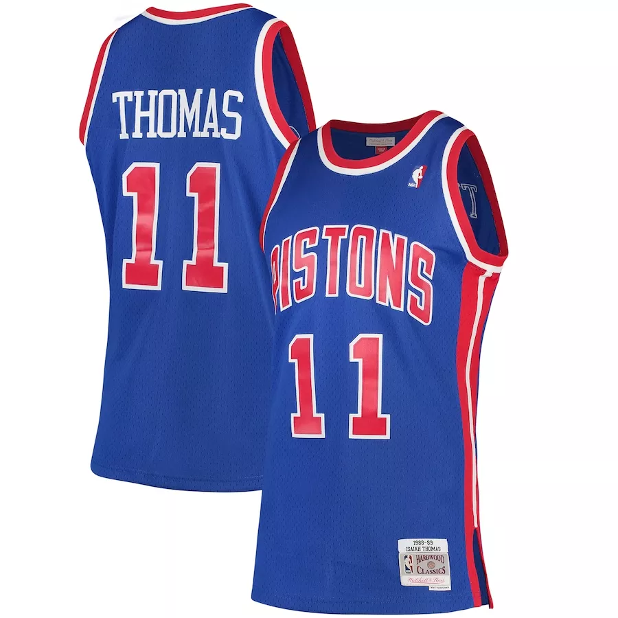 Men's Detroit Pistons Isiah Thomas #11 Blue Hardwood Classics Jersey 1988/99 - thejerseys