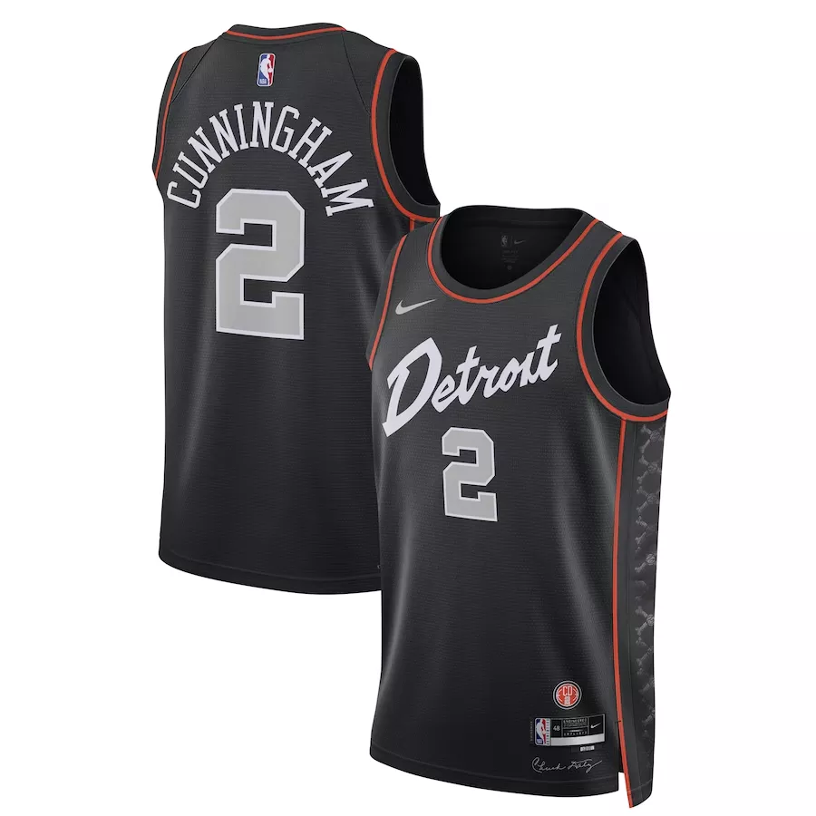 Men's Detroit Pistons Cade Cunningham #2 Black Swingman Jersey 2023/24 - City Edition - thejerseys