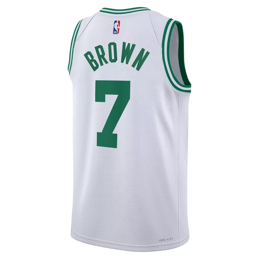 Men's Boston Celtics Jaylen Brown #7 White Swingman Jersey - Association Edition - thejerseys