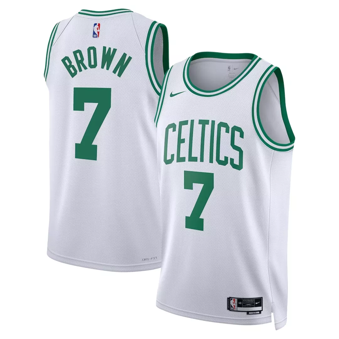 Men's Boston Celtics Jaylen Brown #7 White Swingman Jersey - Association Edition