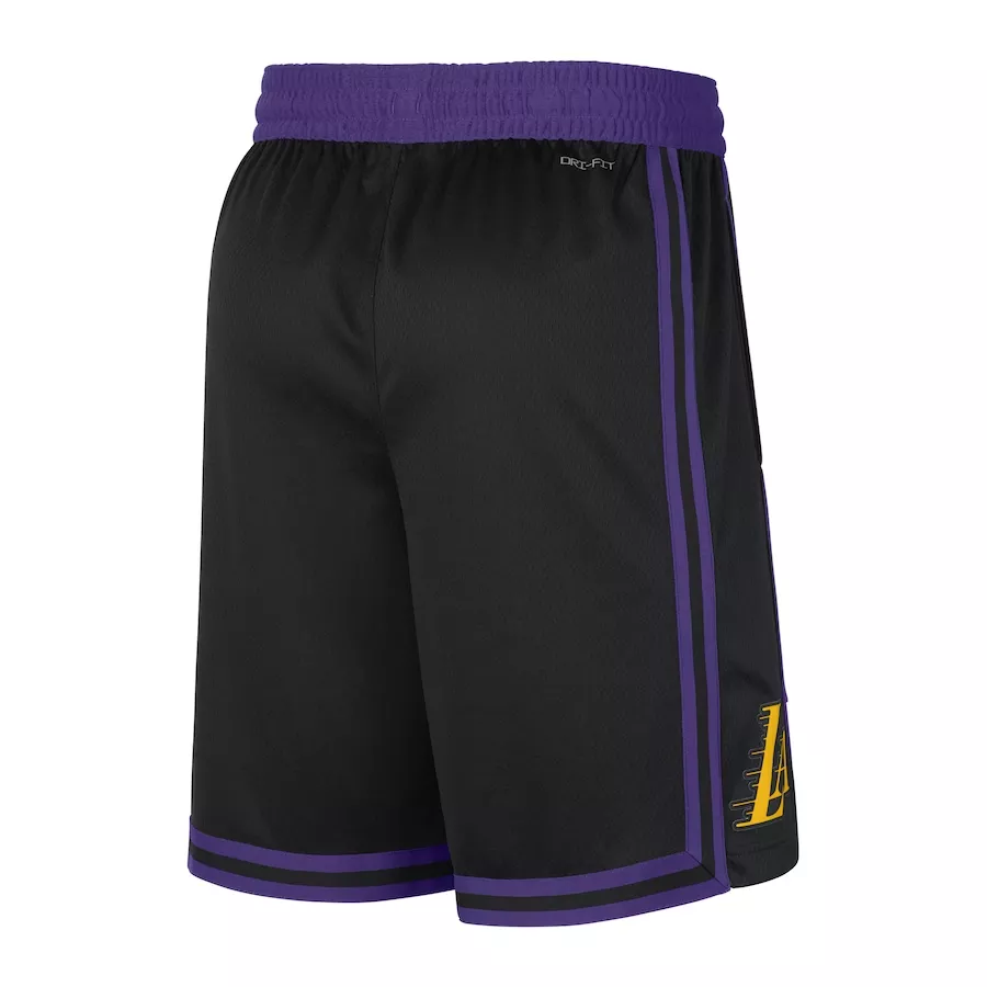 Men's Los Angeles Lakers Black Swingman Basketball Shorts 2023/24 - City Edition - thejerseys