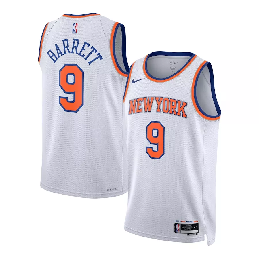 Men's New York Knicks RJ Barrett #9 White Swingman Jersey - Association Edition - thejerseys