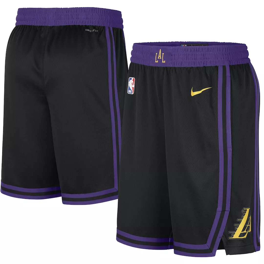 Men's Los Angeles Lakers Black Swingman Basketball Shorts 2023/24 - City Edition