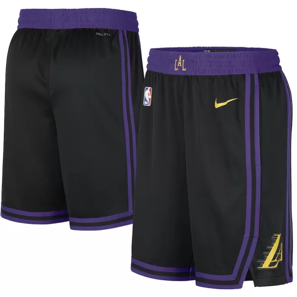 Men's Los Angeles Lakers Black Swingman Basketball Shorts 2023/24 - City Edition - thejerseys