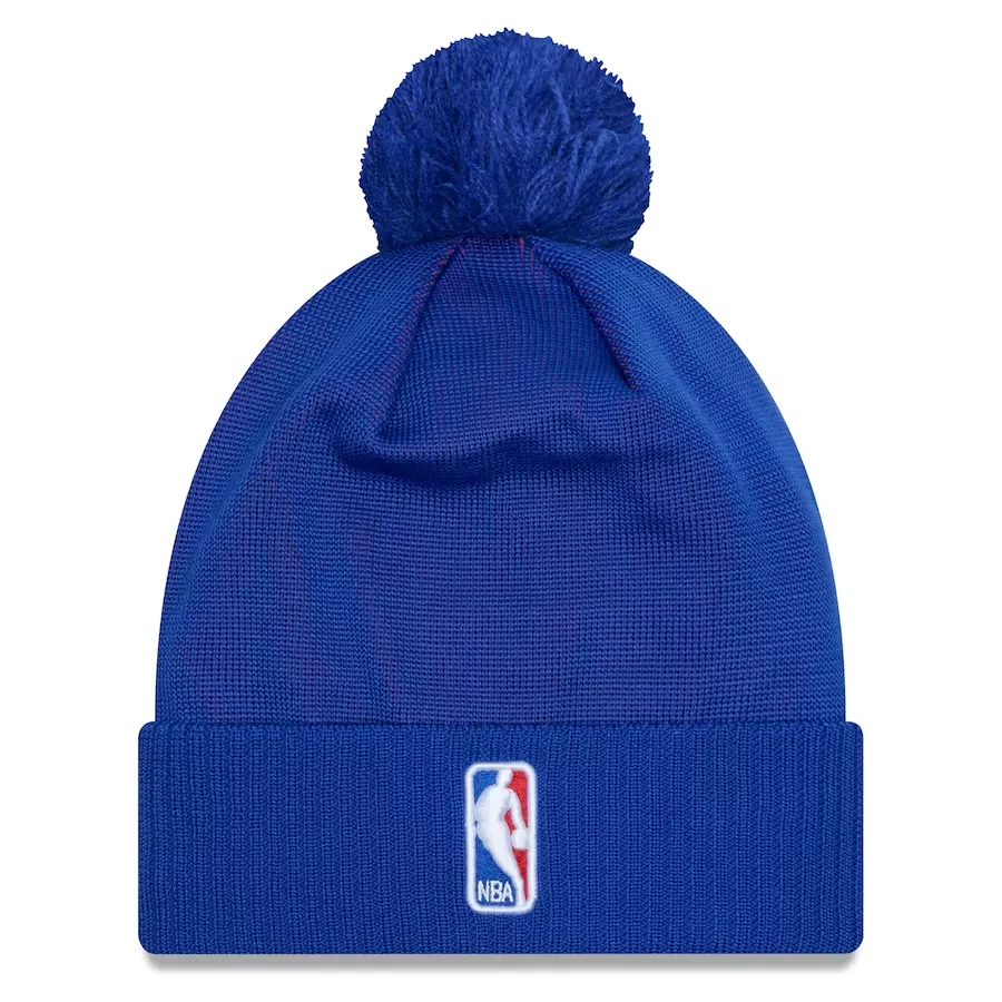 Men NBA Philadelphia 76ers Royal Cuffed Knit Hat With Pom 2023 - thejerseys