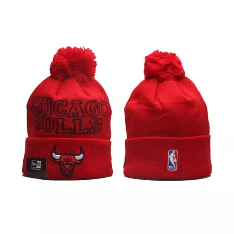 Men NBA Chicago Bulls Red Cuffed Knit Hat With Pom 2023 - thejerseys