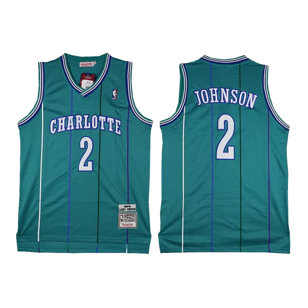 Men's Charlotte Hornets Larry Johnson #2 Hardwood Classics Jersey 1992/93