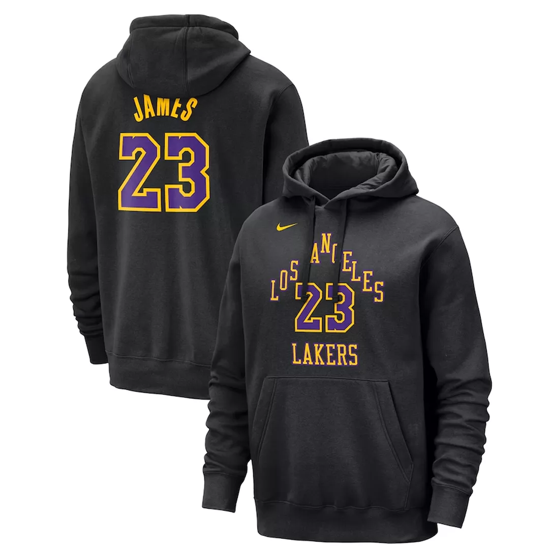 Men's Los Angeles Lakers LeBron James #23 Black Pullover Hoodie 2023/24 - City Edition
