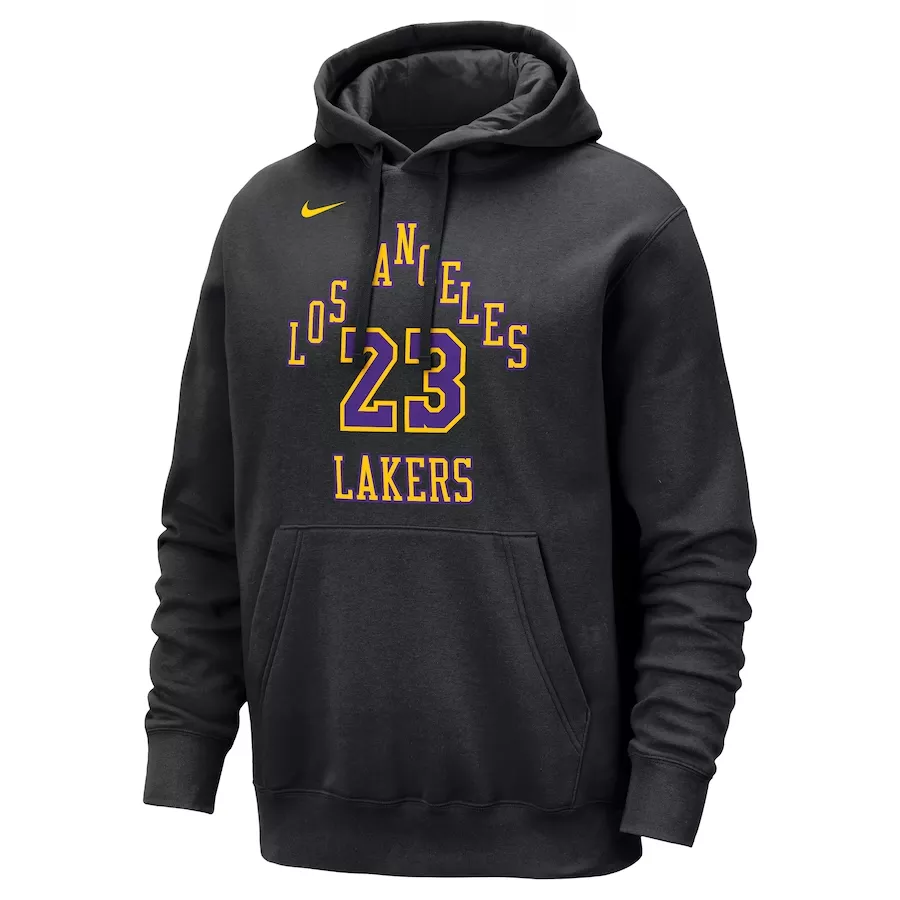 Men's Los Angeles Lakers LeBron James #23 Black Pullover Hoodie 2023/24 - City Edition - thejerseys