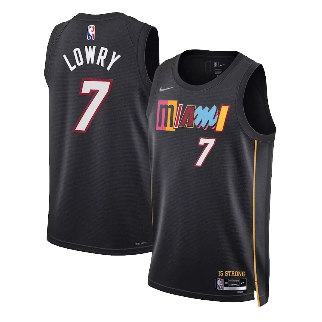 Men's Miami Heat Kyle Lowry #7 Black Swingman Jersey 2021/22 - City Edition - thejerseys