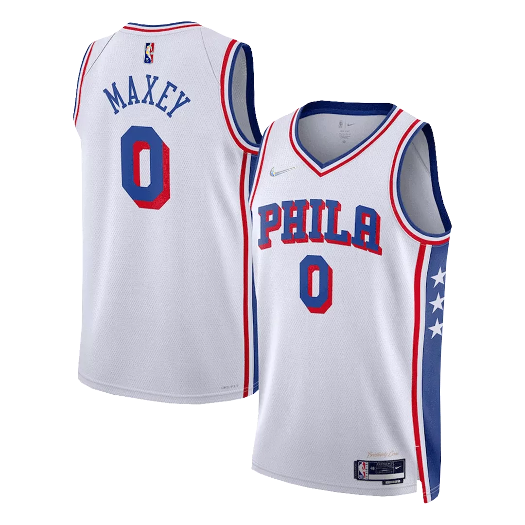 Men's Philadelphia 76ers Tyrese Maxey #0 White Swingman Jersey 2021/22 - Icon Edition