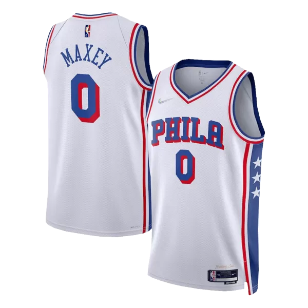 Men's Philadelphia 76ers Tyrese Maxey #0 White Swingman Jersey 2021/22 - Icon Edition - thejerseys