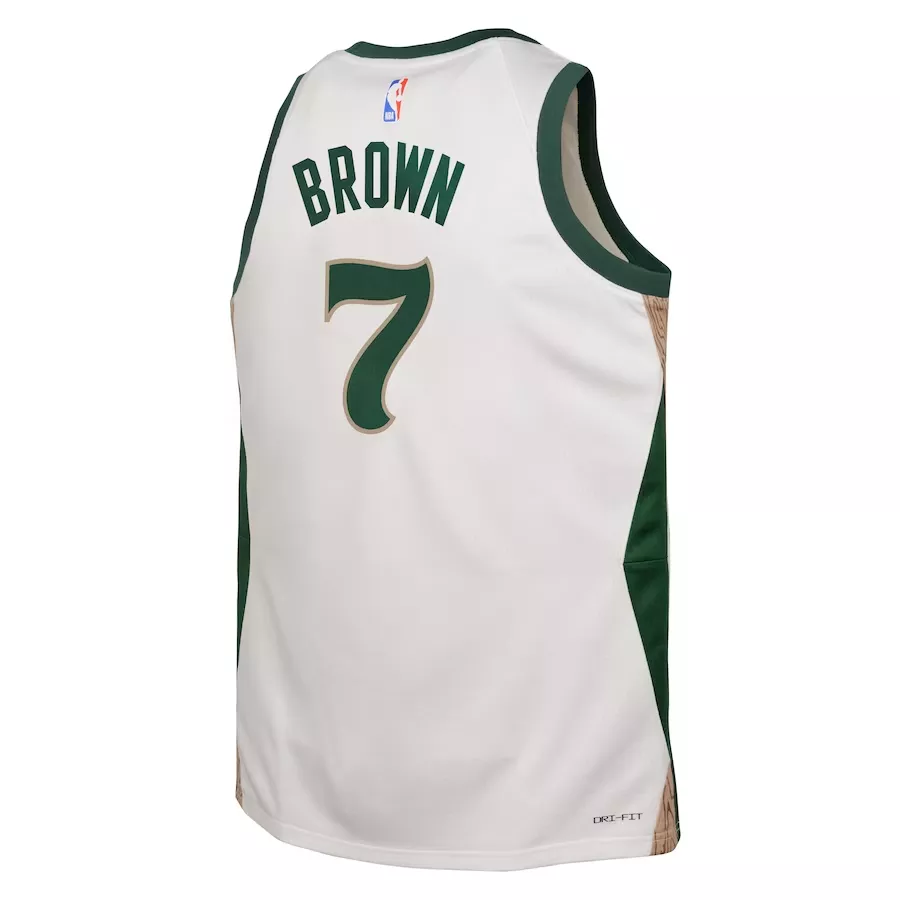 Youth Boston Celtics Jaylen Brown #7 White Swingman Jersey - City Edition - thejerseys