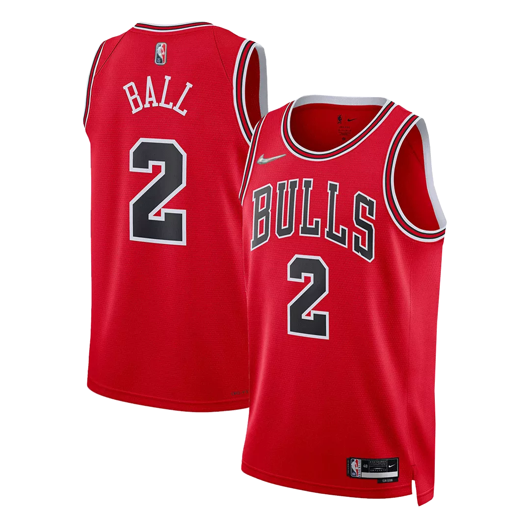 Men's Chicago Bulls Lonzo Ball #2 Red Swingman Jersey 2021 - Icon Edition