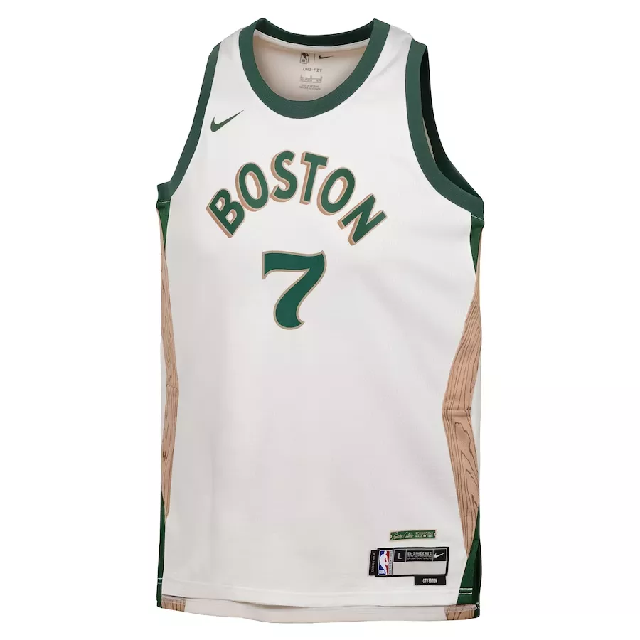 Youth Boston Celtics Jaylen Brown #7 White Swingman Jersey - City Edition - thejerseys
