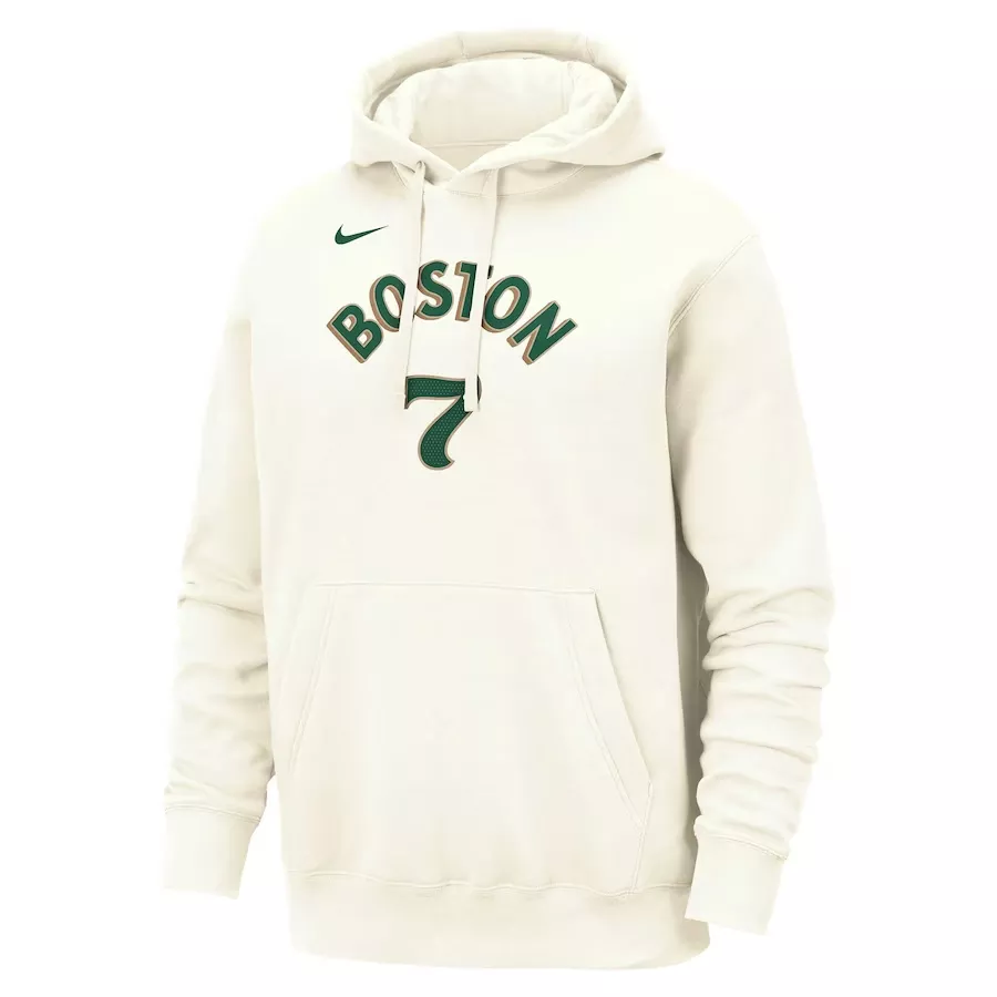 Men's Boston Celtics Jaylen Brown #7 Cream Pullover Hoodie 2023/24 - City Edition - thejerseys