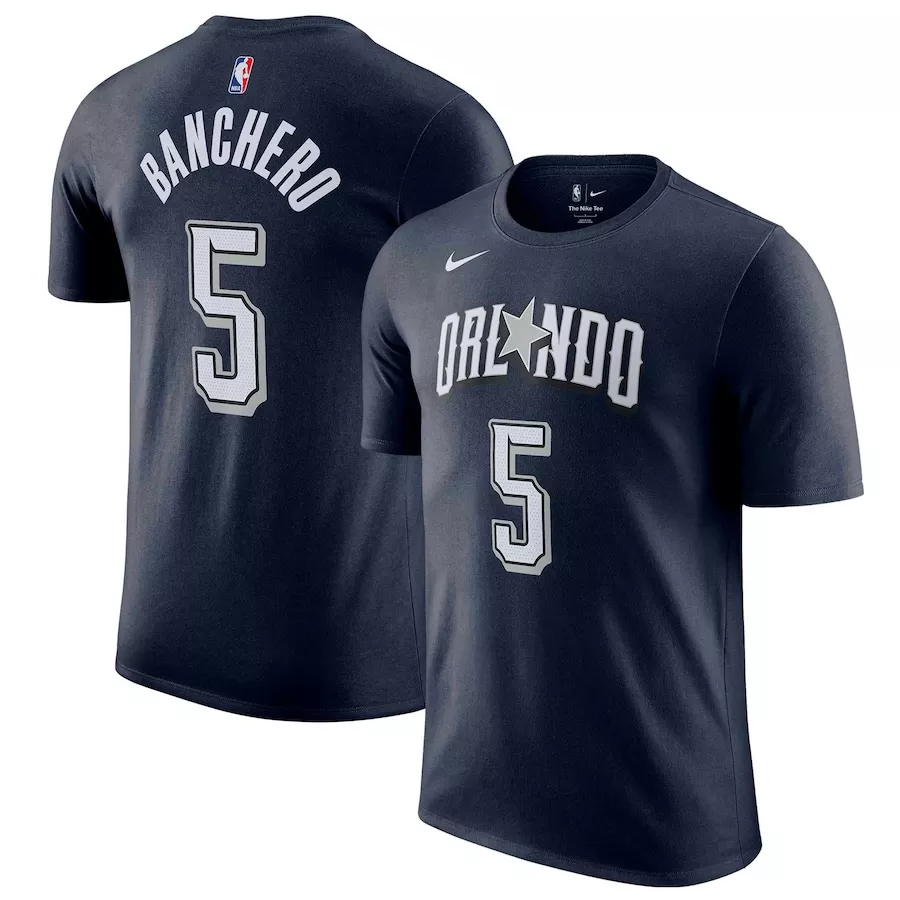Men NBA Orlando Magic Paolo Banchero #5 Navy City Edition T-Shirt 2023/24 - thejerseys