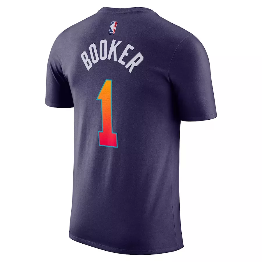 Men NBA Phoenix Suns Devin Booker #1 Purple City Edition T-Shirt 2023/24 - thejerseys